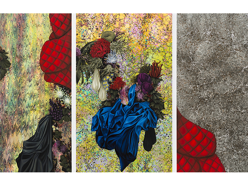 Sem título, 2013
acrílica e óleo sobre tela
200 x 300 cm (200 x 90, 200 x 120 e 200 x 90 cm)
foto: Edouard Fraipont