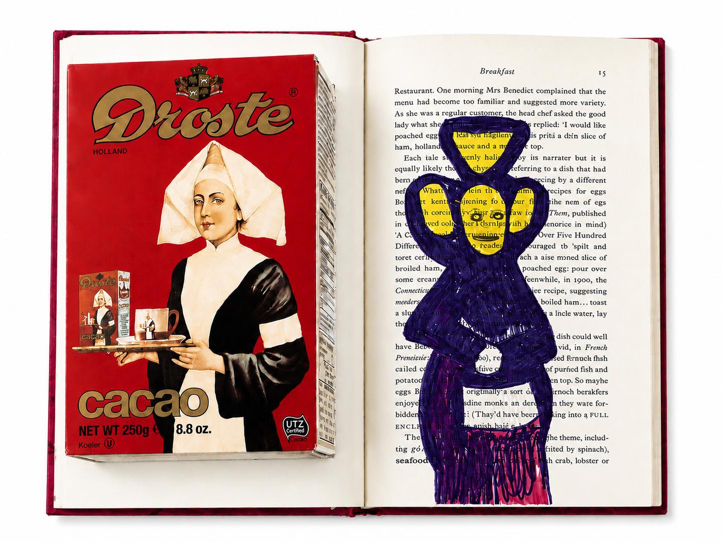 	What Caesar Did for My Salad, 2025

	Marcador permanente e embalagem sobre livro

	26 &times; 20,3 &times; 9,7 cm