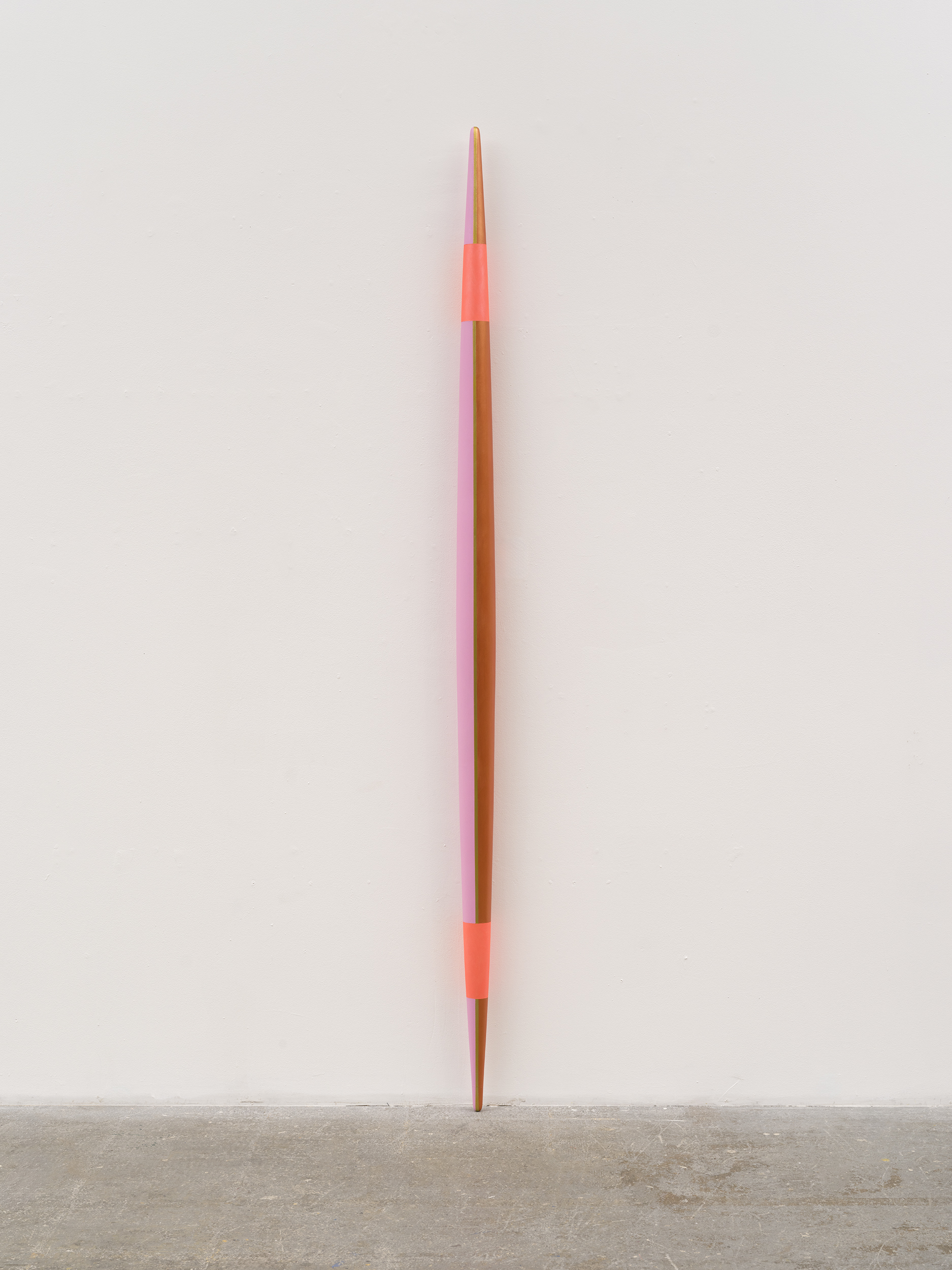 	Valentine, 2025

	Tinta &agrave; base de &aacute;gua, part&iacute;culas de vidro e madeira de t&iacute;lia (basswood)

	213,3 &times; 9,5 cm