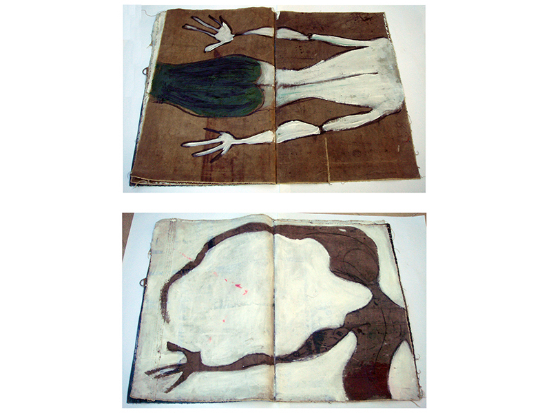 João é seduzido pelo canto da Yara, 2009
livro de artista (mista s/ lona)
72 x 92 cm